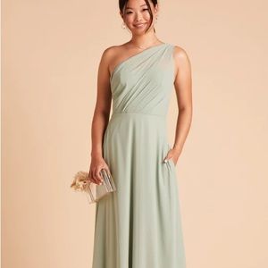 Birdy Grey Asymmetric One Shoulder Dress in Soft Green